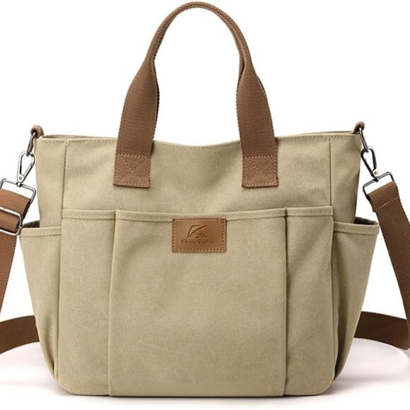 Canvas Tote Bag Women Large Capacity Casual Shoulder Handbag Crossbody - Picture 1 of 9